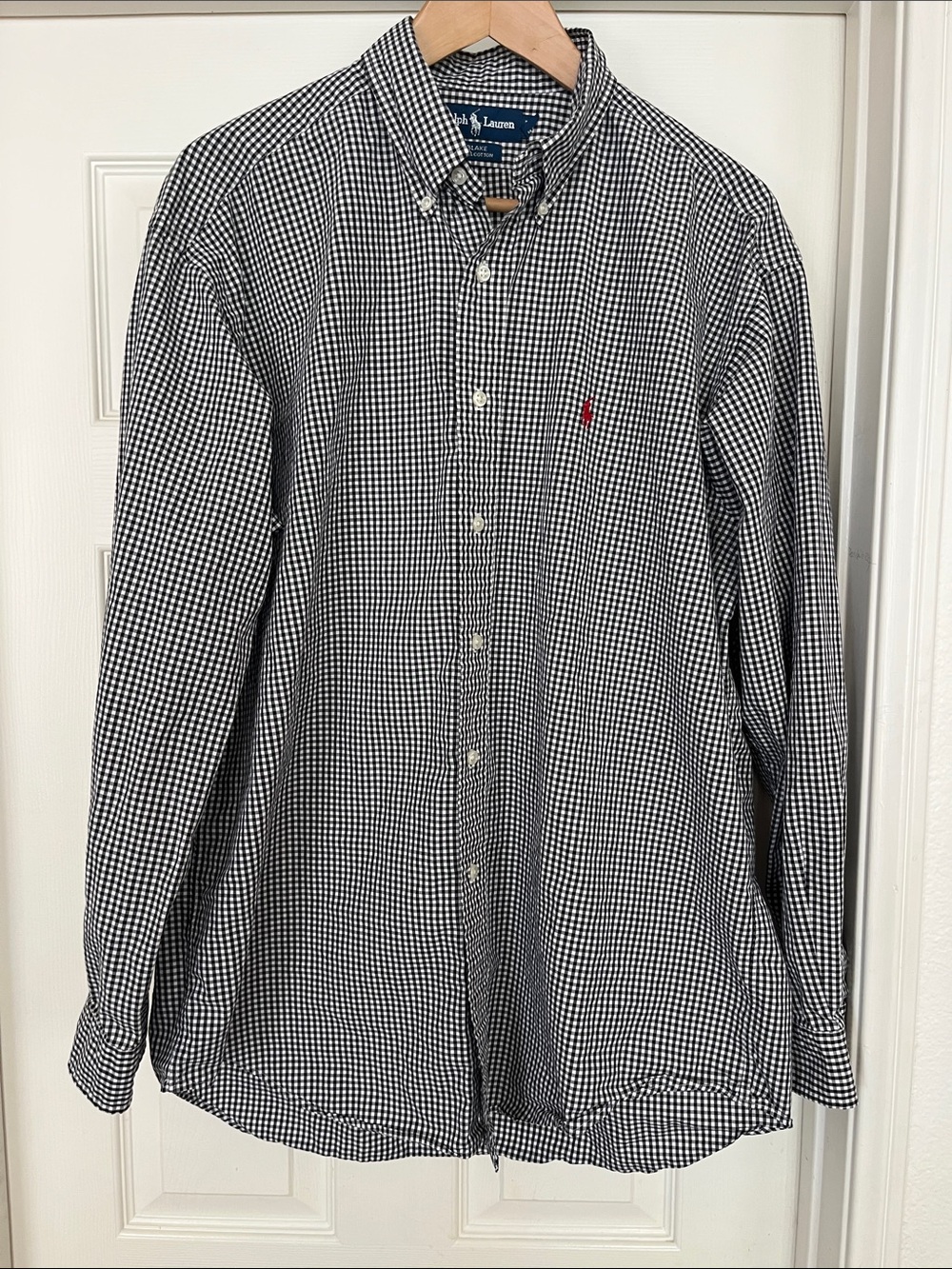 Ralph Lauren Blake shirt Black & White Gingham Button-Down Shirt with Red Pony